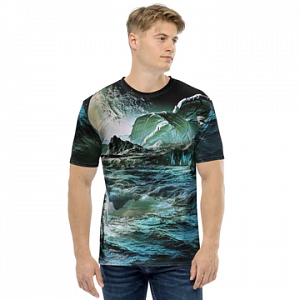 A men's T-shirt with the cover of Under a Winter Sun on it.