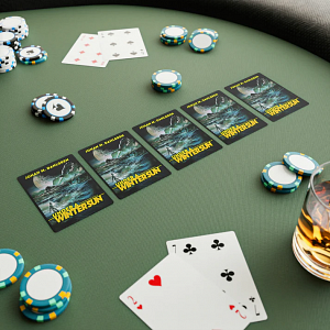 Playing cards with the cover of Under a Winter Sun